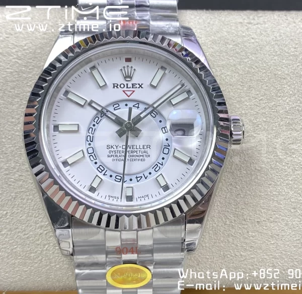 Rolex Skydweller 326934 SS Noob Best Edition White Dial on SS Jubilee Bracelet A23J - Super Clone Watch | 1:1 Nejlepší verze