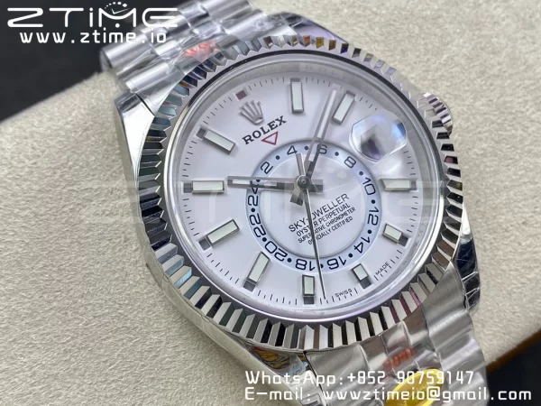 Rolex Skydweller 326934 SS Noob Best Edition White Dial on SS Jubilee Bracelet A23J - Super Clone Watch | 1:1 Nejlepší verze