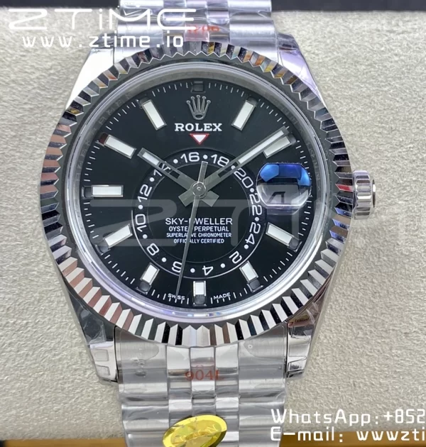 Rolex Skydweller 326934 SS Noob Best Edition Black  Dial on SS  Jubilee Bracelet A23J - Super Clone Watch | 1:1 Best Version