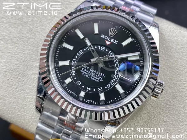 Rolex Skydweller 326934 SS Noob Best Edition Black  Dial on SS  Jubilee Bracelet A23J - Super Clone Watch | 1:1 Best Version