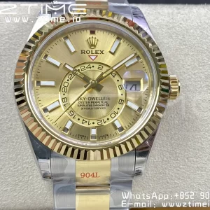 Rolex Skydweller 326933 SS/YG Noob Best Edition YG Dial on SS/YG Jubilee Bracelet A23J - Super Clone Watch | 1:1 Best Version