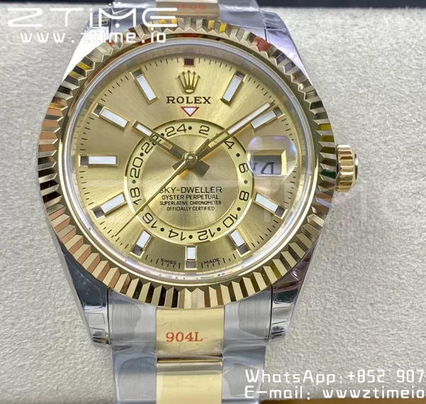 Rolex Skydweller 326933 SS/YG Noob Best Edition YG Dial on SS/YG Jubilee Bracelet A23J - Super Clone Watch | 1:1 Best Version
