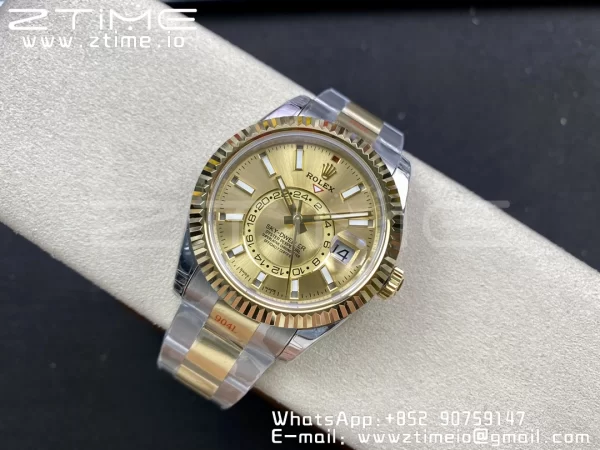 Rolex Skydweller 326933 SS/YG Noob Best Edition YG Dial on SS/YG Jubilee Bracelet A23J - Super Clone Watch | 1:1 Best Version