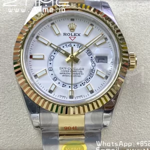 Rolex Skydweller 326933 SS/YG Noob Best Edition White Dial on SS/YG  Bracelet A23J - Super Clone Watch | 1:1 Best Version