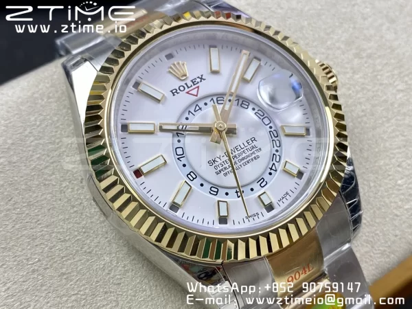 Rolex Skydweller 326933 SS/YG Noob Best Edition White Dial on SS/YG Bracelet A23J - Super Clone Watch | 1:1 Best Version