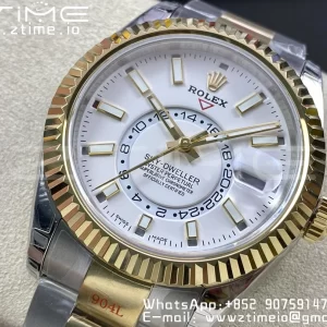 Rolex Skydweller 326933 SS/YG Noob Best Edition White Dial on SS/YG Bracelet A23J - Super Clone Watch | 1:1 Best Version