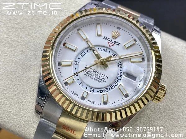 Rolex Skydweller 326933 SS/YG Noob Best Edition White Dial on SS/YG Bracelet A23J - Super Clone Watch | 1:1 Best Version