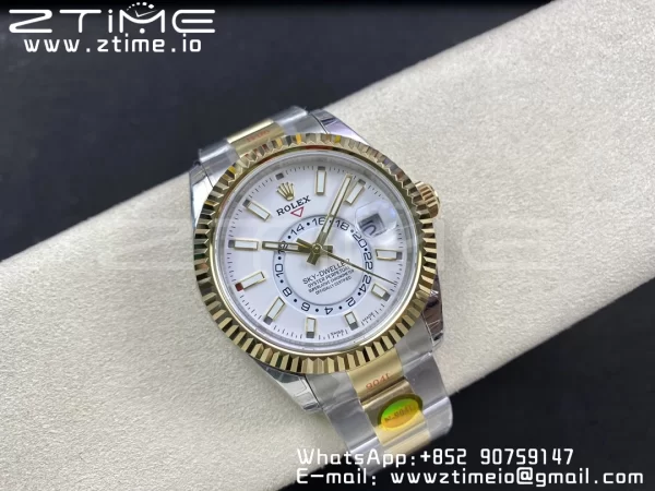 Rolex Skydweller 326933 SS/YG Noob Best Edition White Dial on SS/YG Bracelet A23J - Super Clone Watch | 1:1 Best Version