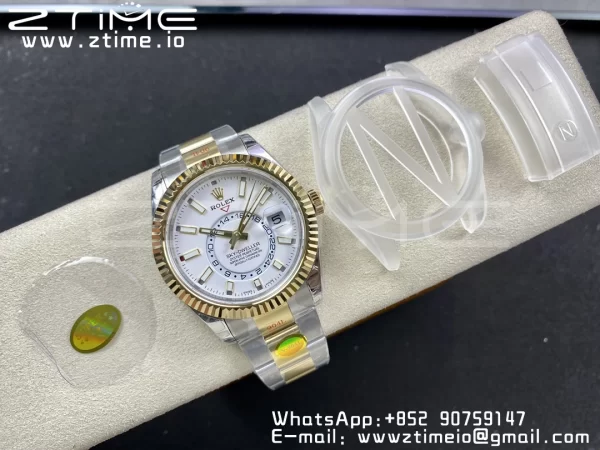 Rolex Skydweller 326933 SS/YG Noob Best Edition White Dial on SS/YG Bracelet A23J - Super Clone Watch | 1:1 Best Version