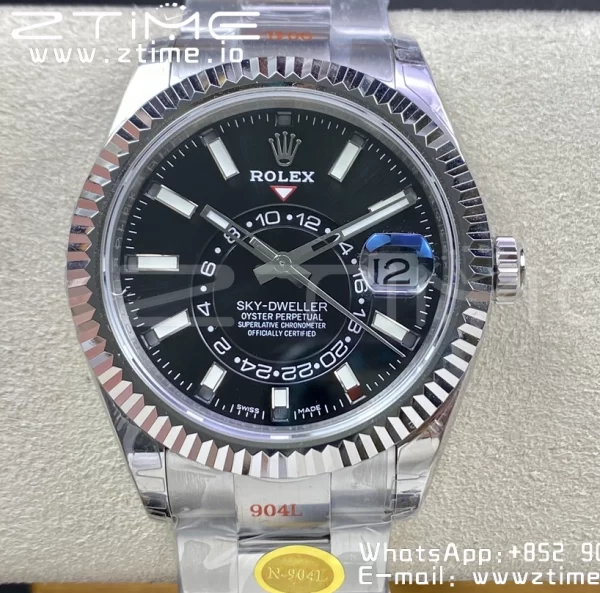 Rolex Skydweller 326934 SS Noob Best Edition Black Dial on SS  Bracelet A23J - Super Clone Watch | 1:1 Best Version