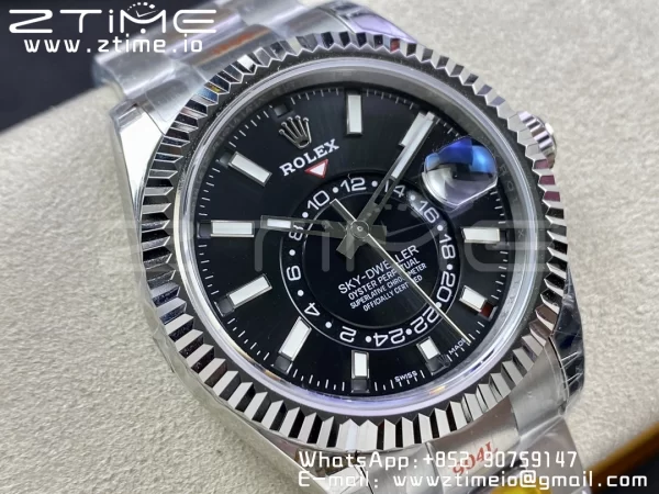 Rolex Skydweller 326934 SS Noob Best Edition Black Dial on SS  Bracelet A23J - Super Clone Watch | 1:1 Best Version