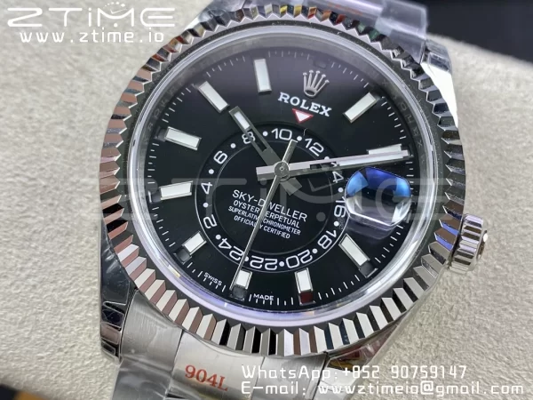 Rolex Skydweller 326934 SS Noob Best Edition Black Dial on SS  Bracelet A23J - Super Clone Watch | 1:1 Best Version