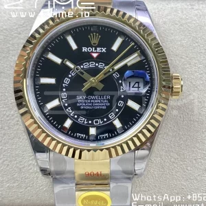 Rolex Skydweller 326933 SS/YG Noob Best Edition Black Dial on SS/YG  Bracelet A23J - Super Clone Watch | 1:1 Best Version