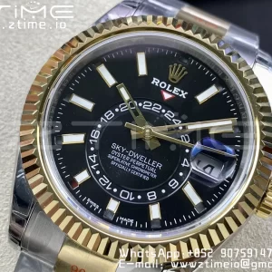 Rolex Skydweller 326933 SS/YG Noob Best Edition Quadrante nero su bracciale SS/YG A23J - Orologio Super Clone | 1:1 Miglior Versione