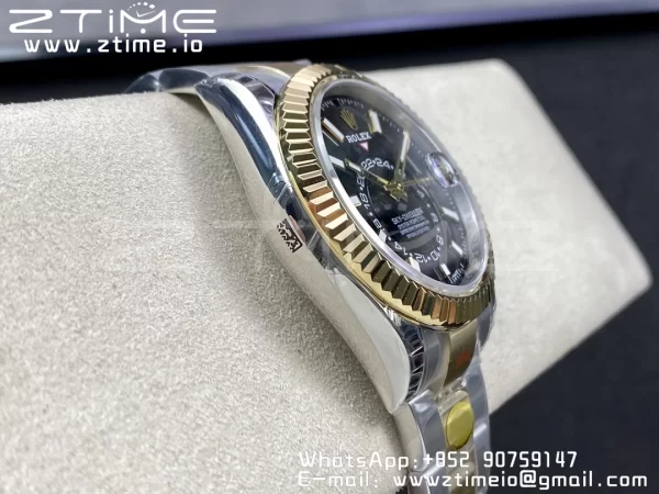 Rolex Skydweller 326933 SS/YG Noob Best Edition Quadrante nero su bracciale SS/YG A23J - Orologio Super Clone | 1:1 Miglior Versione