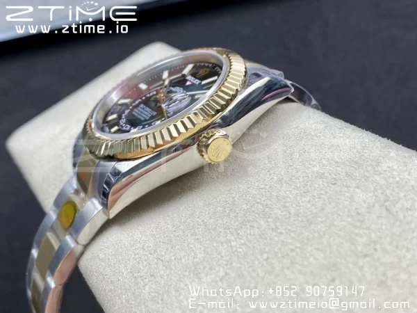 Rolex Skydweller 326933 SS/YG Noob Best Edition Quadrante nero su bracciale SS/YG A23J - Orologio Super Clone | 1:1 Miglior Versione