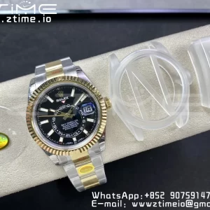 Rolex Skydweller 326933 SS/YG Noob Best Edition Quadrante nero su bracciale SS/YG A23J - Orologio Super Clone | 1:1 Miglior Versione