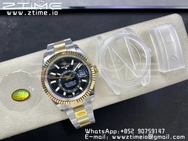 Rolex Skydweller 326933 SS/YG Noob Best Edition Quadrante nero su bracciale SS/YG A23J - Orologio Super Clone | 1:1 Miglior Versione