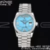 Rolex DayDate 36 SS CSF Best Edition  Rome diamonds Turquoise Dial on diamonds President Bracelet A2836 - Super Clone Watch | 1:1 Best Version