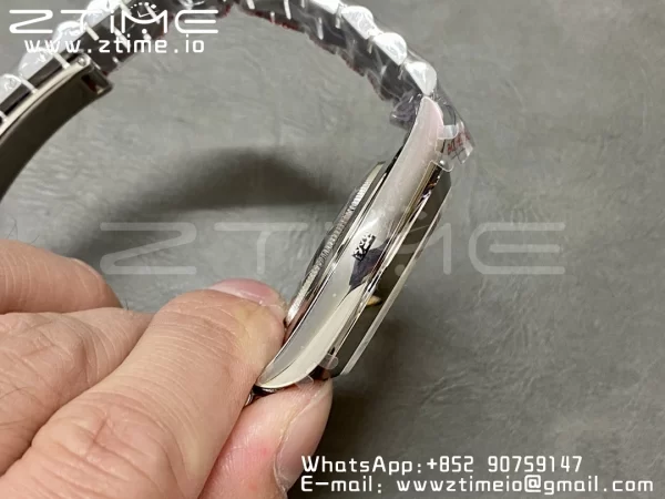 Rolex DayDate 228206 40mm GMF 1:1 Best Edition Ice Blue Dial Arabic Markers Polished Bezel on SS Bracelet A2836 (Tungsten Heavy Version) - Super Clone Watch | 1:1 Best Version
