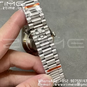 Rolex DayDate 228206 40mm GMF 1:1 Best Edition Ice Blue Dial Arabic Markers Polished Bezel on SS Bracelet A2836 (Tungsten Heavy Version) - Super Clone Watch | 1:1 Best Version
