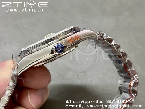 Rolex DayDate 228236 40mm GMF 1:1 Best Edition Gray Dial  Fluted Bezel on SS Bracelet A2836 (Tungsten Heavy Version) - Super Clone Watch | 1:1 Best Version
