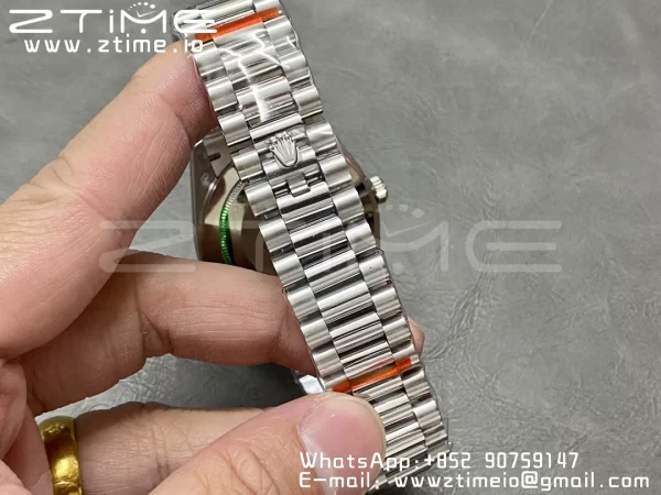 Rolex DayDate 228236 40mm GMF 1:1 Best Edition Gray Dial  Fluted Bezel on SS Bracelet A2836 (Tungsten Heavy Version) - Super Clone Watch | 1:1 Best Version