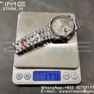 Rolex DayDate 228236 40mm GMF 1:1 Best Edition Gray Dial  Fluted Bezel on SS Bracelet A2836 (Tungsten Heavy Version) - Super Clone Watch | 1:1 Best Version