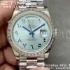 Rolex DayDate 228396 40mm GMF 1:1 Best Edition Quadrante blu ghiaccio Marcatori arabi Lunetta con diamanti su bracciale SS A2836 (versione pesante al tungsteno) - Orologio Super Clone | 1:1 Best Version
