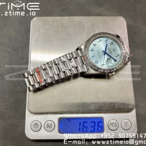 ロレックス デイデイト 228396 40mm GMF 1:1ベスト版 アイスブルー文字盤 アラビアインデックス ダイヤモンドベゼル SSブレス A2836 (タングステンヘビーバージョン) - スーパークローン時計｜1:1ベスト版