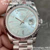 Rolex DayDate 228396 40mm GMF 1:1 Best Edition Ice Blue Dial Diamonds Markers Fluted Bezel on SS Bracelet A2836 (Tungsten Heavy Version) - Super Clone Watch | 1:1 Best Version
