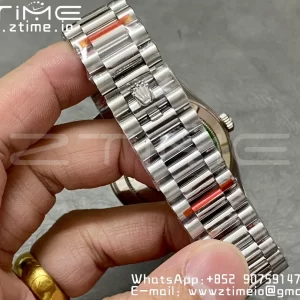 Rolex DayDate 228236 40mm GMF 1:1 Best Edition Ice Blue check  Dial  Diamonds Bezel on SS Bracelet A2836 (Tungsten Heavy Version) - Super Clone Watch | 1:1 Best Version