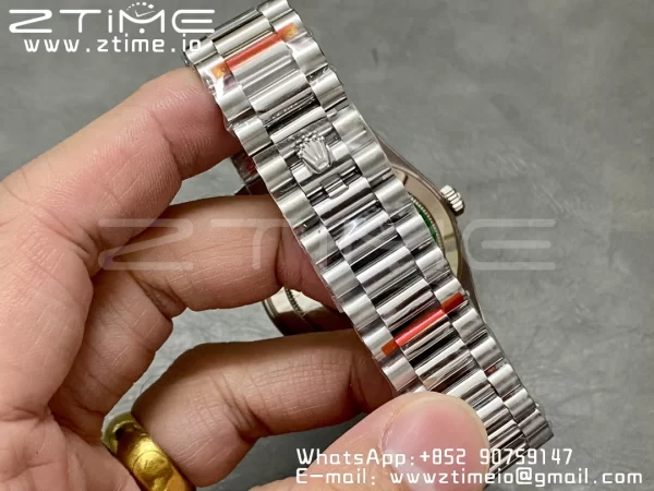 Rolex DayDate 228236 40mm GMF 1:1 Best Edition Ice Blue check  Dial  Diamonds Bezel on SS Bracelet A2836 (Tungsten Heavy Version) - Super Clone Watch | 1:1 Best Version