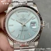 Rolex DayDate 228236 40mm GMF 1:1 Best Edition Ice Blue check  Dial  Fluted Bezel on SS Bracelet A2836 (Tungsten Heavy Version) - Super Clone Watch | 1:1 Best Version