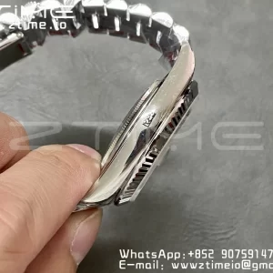 Rolex DayDate 228236 40mm GMF 1:1 Best Edition Ice Blue check  Dial  Fluted Bezel on SS Bracelet A2836 (Tungsten Heavy Version) - Super Clone Watch | 1:1 Best Version