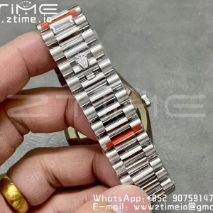 Rolex DayDate 228236 40mm GMF 1:1 Best Edition Ice Blue check  Dial  Fluted Bezel on SS Bracelet A2836 (Tungsten Heavy Version) - Super Clone Watch | 1:1 Best Version