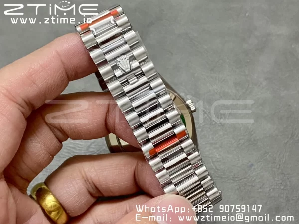 Rolex DayDate 228236 40mm GMF 1:1 Best Edition Ice Blue check  Dial  Fluted Bezel on SS Bracelet A2836 (Tungsten Heavy Version) - Super Clone Watch | 1:1 Best Version