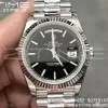 Rolex DayDate 228236 40mm GMF 1:1 Best Edition Black Dial  Fluted Bezel on SS Bracelet A2836 (Tungsten Heavy Version) - Super Clone Watch | 1:1 Best Version