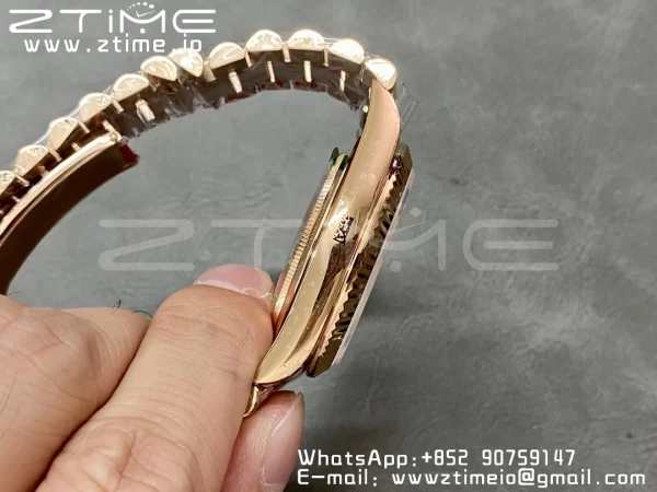 Rolex DayDate 228235 40mm RG GMF 1:1 Best Edition RG Dial Roman Markers Fluted Bezel on RG Bracelet A2836 (Tungsten Heavy Version) - Super Clone Watch | 1:1 Best Version