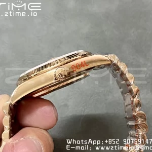 Rolex DayDate 228235 40mm RG GMF 1:1 Best Edition RG Dial Roman Markers Fluted Bezel on RG Bracelet A2836 (Tungsten Heavy Version) - Super Clone Watch | 1:1 Best Version