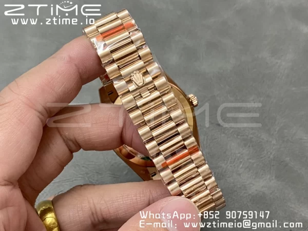 Rolex DayDate 228235 40mm RG GMF 1:1 Best Edition RG Dial Roman Markers Fluted Bezel on RG Bracelet A2836 (Tungsten Heavy Version) - Super Clone Watch | 1:1 Best Version