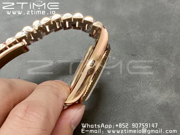 Rolex DayDate 228235 40mm RG GMF 1:1 Best Edition RG Dial Diamonds Markers Fluted Bezel on RG Bracelet A2836 (Tungsten Heavy Version) - Super Clone Watch | 1:1 Best Version