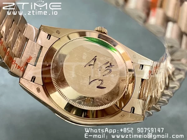 Rolex DayDate 228235 40mm RG GMF 1:1 Best Edition RG Dial Diamonds Markers Fluted Bezel on RG Bracelet A2836 (Tungsten Heavy Version) - Super Clone Watch | 1:1 Best Version