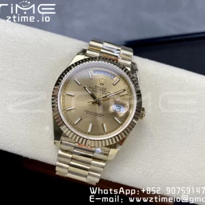 Rolex DayDate 228238 40mm YG GMF 1:1 Best Edition YG Dial  Fluted Bezel on YG Bracelet A2836 (Tungsten Heavy Version) - Super Clone Watch | 1:1 Best Version