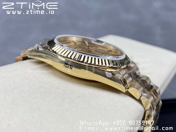 Rolex DayDate 228238 40mm YG GMF 1:1 Best Edition YG Dial  Fluted Bezel on YG Bracelet A2836 (Tungsten Heavy Version) - Super Clone Watch | 1:1 Best Version