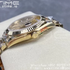 Rolex DayDate 228238 40mm YG GMF 1:1 Best Edition YG Dial  Fluted Bezel on YG Bracelet A2836 (Tungsten Heavy Version) - Super Clone Watch | 1:1 Best Version