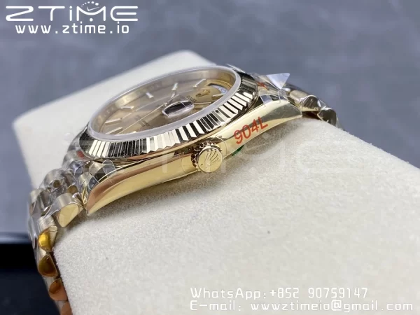 Rolex DayDate 228238 40mm YG GMF 1:1 Best Edition YG Dial  Fluted Bezel on YG Bracelet A2836 (Tungsten Heavy Version) - Super Clone Watch | 1:1 Best Version