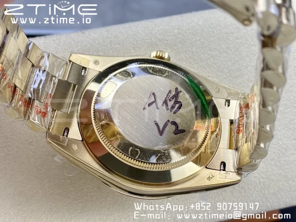 Rolex DayDate 228238 40mm YG GMF 1:1 Best Edition YG Dial  Fluted Bezel on YG Bracelet A2836 (Tungsten Heavy Version) - Super Clone Watch | 1:1 Best Version