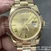 Rolex DayDate 228238 40mm YG GMF 1:1 Best Edition YG Dial Roman Markers Fluted Bezel on YG Bracelet A2836 (Tungsten Heavy Version) - Super Clone Watch | 1:1 Best Version