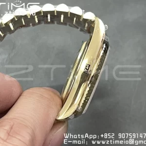 Rolex DayDate 228238 40mm YG GMF 1:1 Best Edition YG Dial Roman Markers Fluted Bezel on YG Bracelet A2836 (Tungsten Heavy Version) - Super Clone Watch | 1:1 Best Version